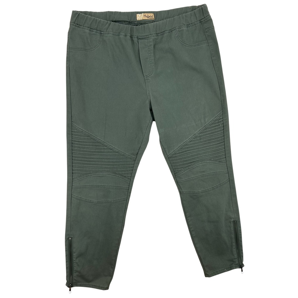 Hybrid Company Moto Jeggings Green Skinny Ankle Zip Pants Womens Plus 3X